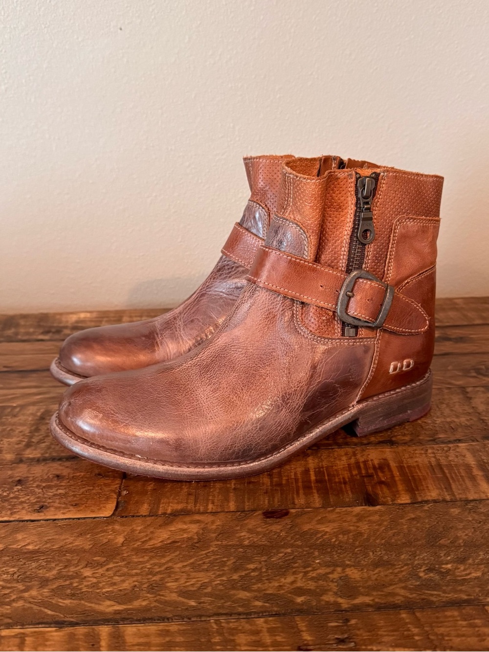 Bed Stu Becca Brown Leather Moto Ankle Boots with Buckle - Picture 2 of 13